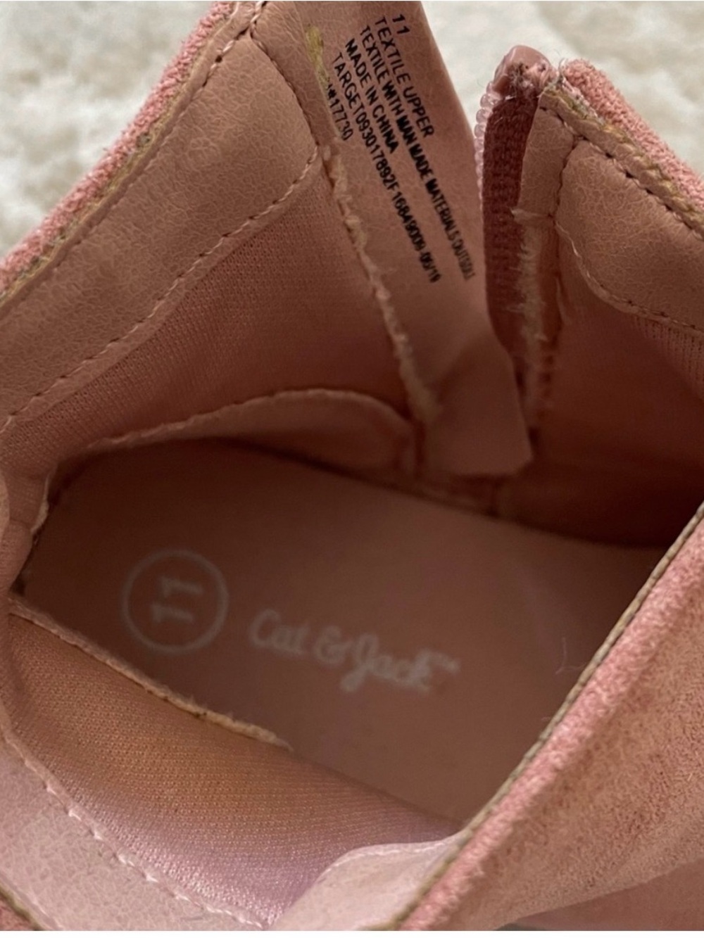 Cat & Jack Kids Faux Suede Zipper Ruffle Ankle Boots, Pink Size 11 (Toddler) - Picture 5 of 6